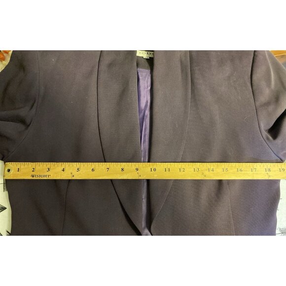 Bebe Blazer Womens Sz 6 Purple Tie Front Lined Silk Jacket Whimsigoth FLAW READ - Picture 8 of 11